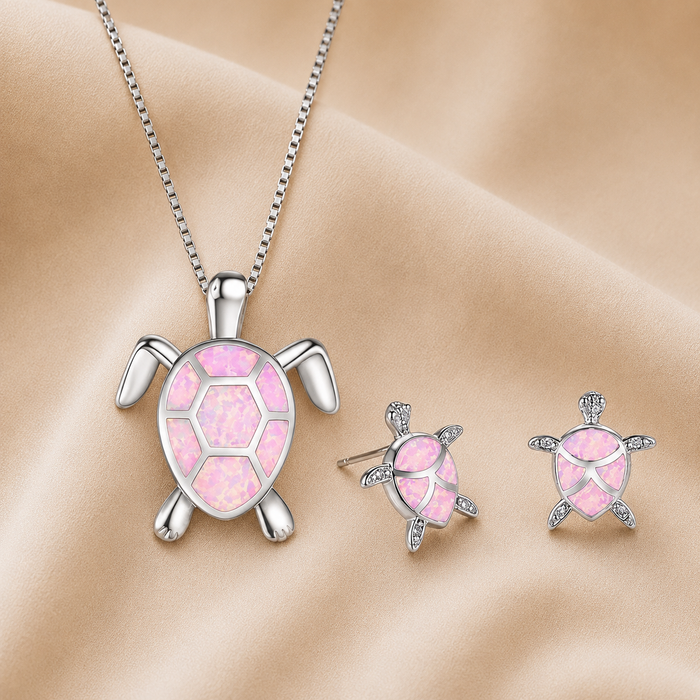 Collana e Orecchini Tartaruga Marina in Opale e Argento