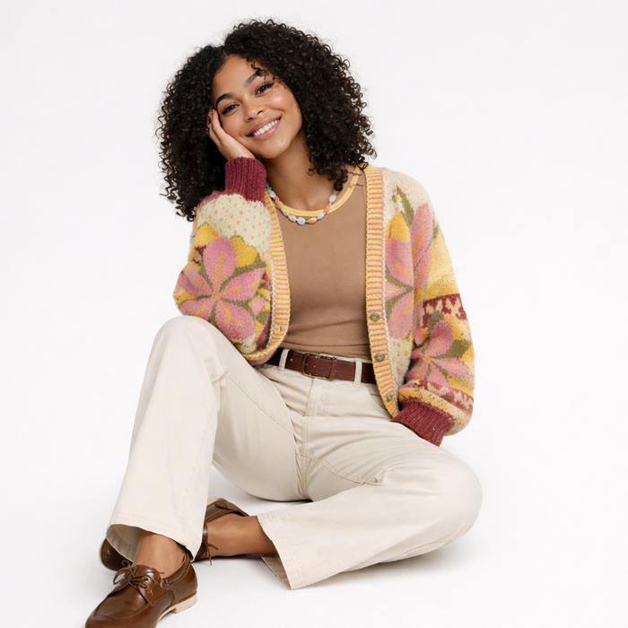 Casey | Cardigan in Maglia Floreale