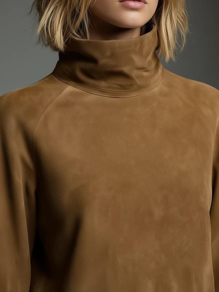 Bibiane | Mini Abito Oversize Scamosciato a Collo Alto