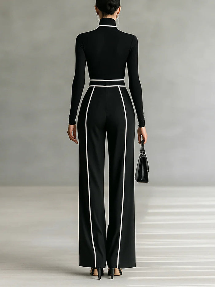 Emma | Completo Elegante con Collo Alto e Pantalone Ampio