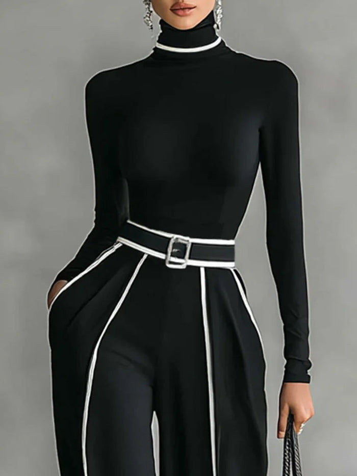 Emma | Completo Elegante con Collo Alto e Pantalone Ampio