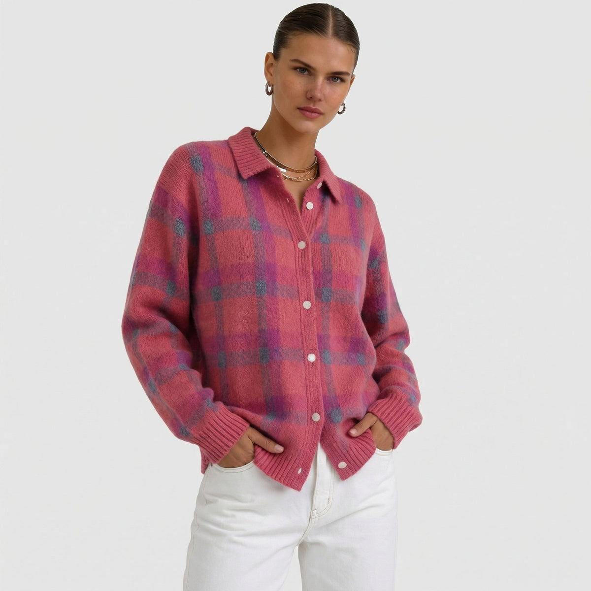 Mara | Cardigan in Maglia a Quadri