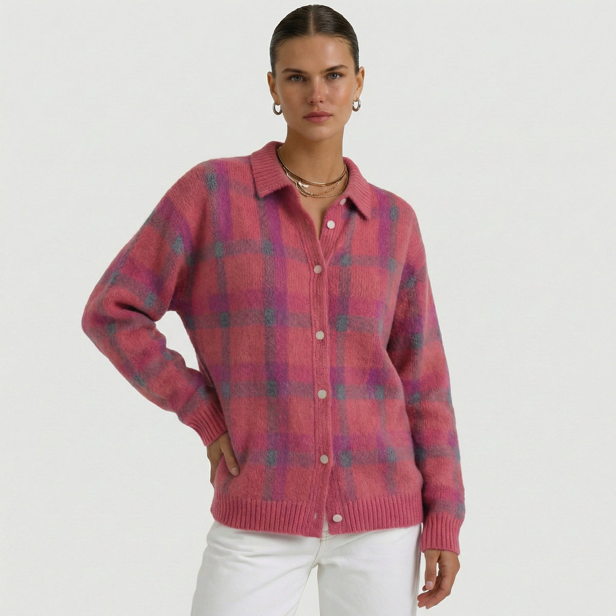 Mara | Cardigan in Maglia a Quadri