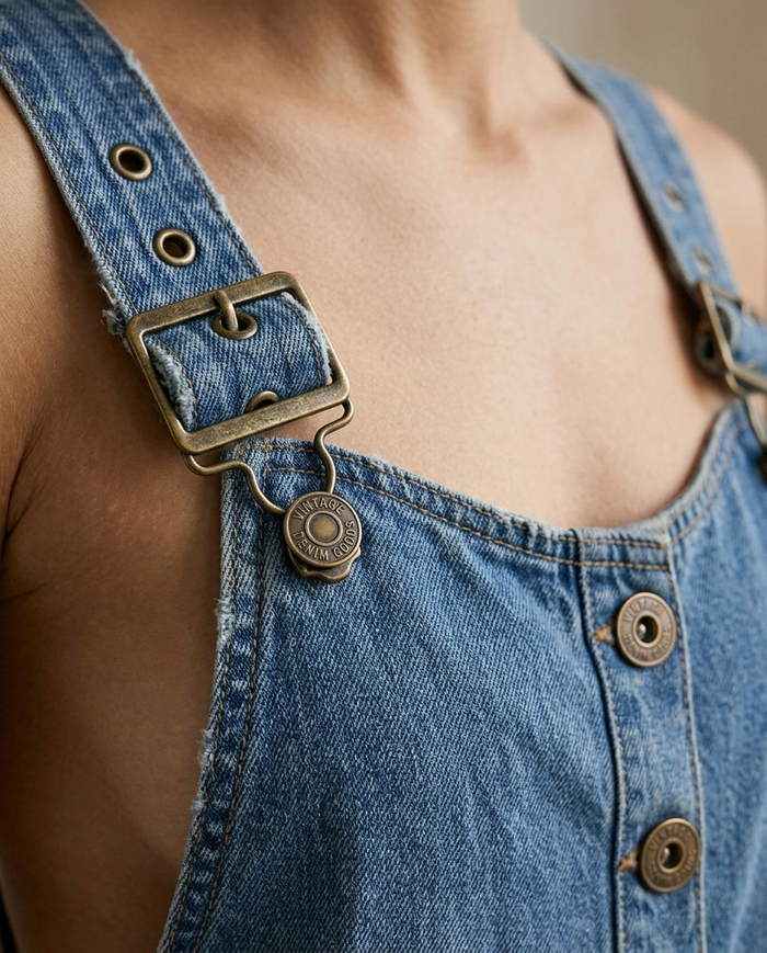 Pilar | Salopette Vintage Blu con Spalline Regolabili